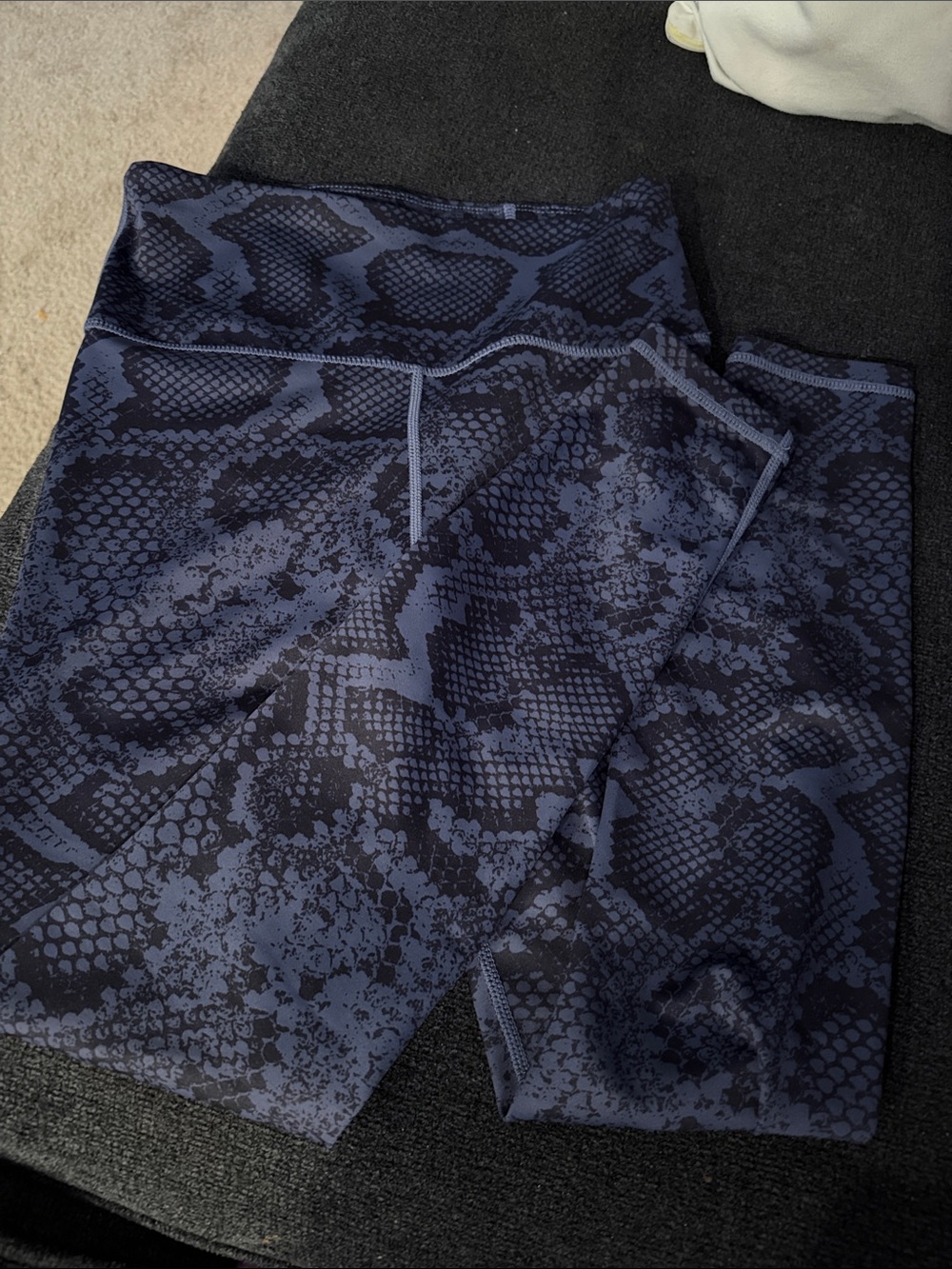 High-Waist Navy Snake-Print Bike Shorts